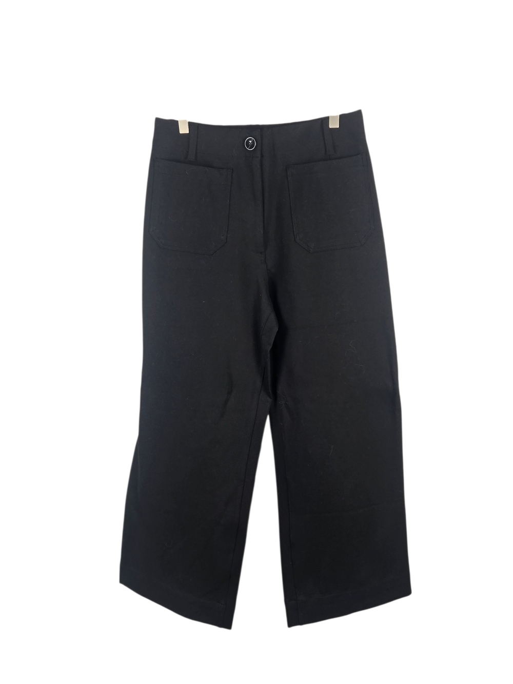 Quince Ultra-Stretch Ponte Cropped Wide Leg Pants High Rise Black 10